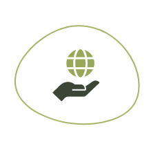 Symbol einer Hand mit Globus für digitale und internationale Vernetzung